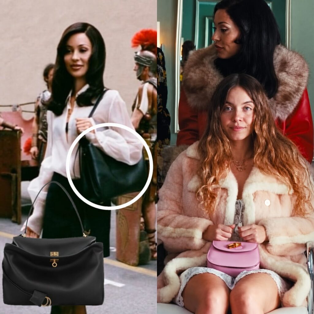 Cassie Howard with a pink Dior Saddle Bag and Maddy Perez with a Balenciaga Rodeo Bag in Euphoria Season 3.